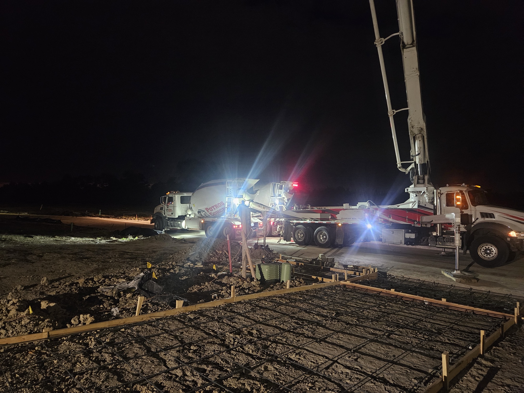 Mixer and pump working during a driveway pour